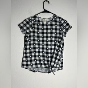 Emma & Elsa White Plaid Gingham  Print Heart Size Junior 16/XL